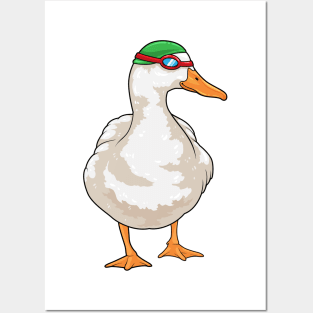 Duck Swimming Swimming goggles Posters and Art